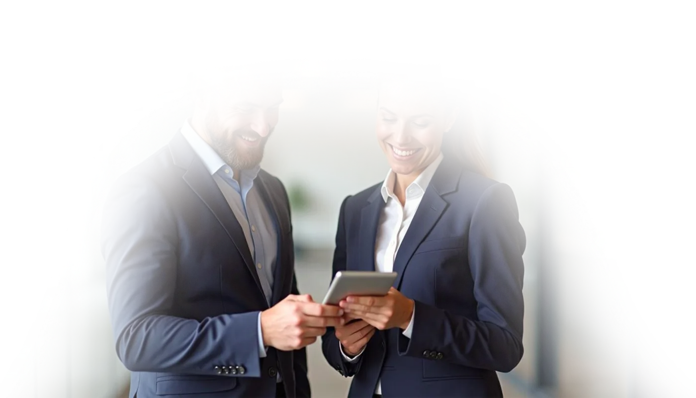 Executivos analisando contratos de locação no tablet