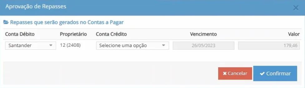 Aprovação de repasses gerados no contas a pagar do nidotec Adm