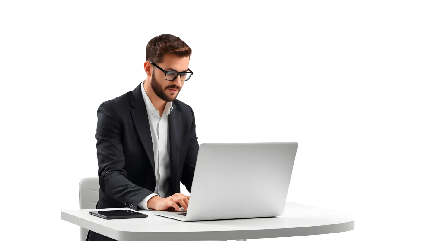 Gestor de imobiliária usando o nidotec Imóvel no notebook