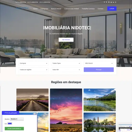 Modelo 1 de site imobiliário nidotec Sites
