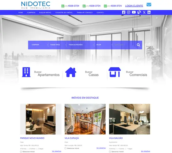 Modelo 2 de site imobiliário nidotec Sites
