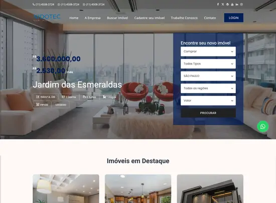 Modelo 3 de site imobiliário nidotec Sites