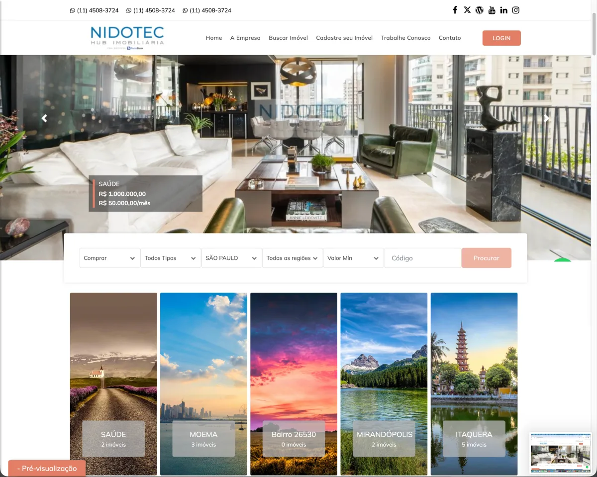 Modelo 4 de site imobiliário pronto nidotec Sites