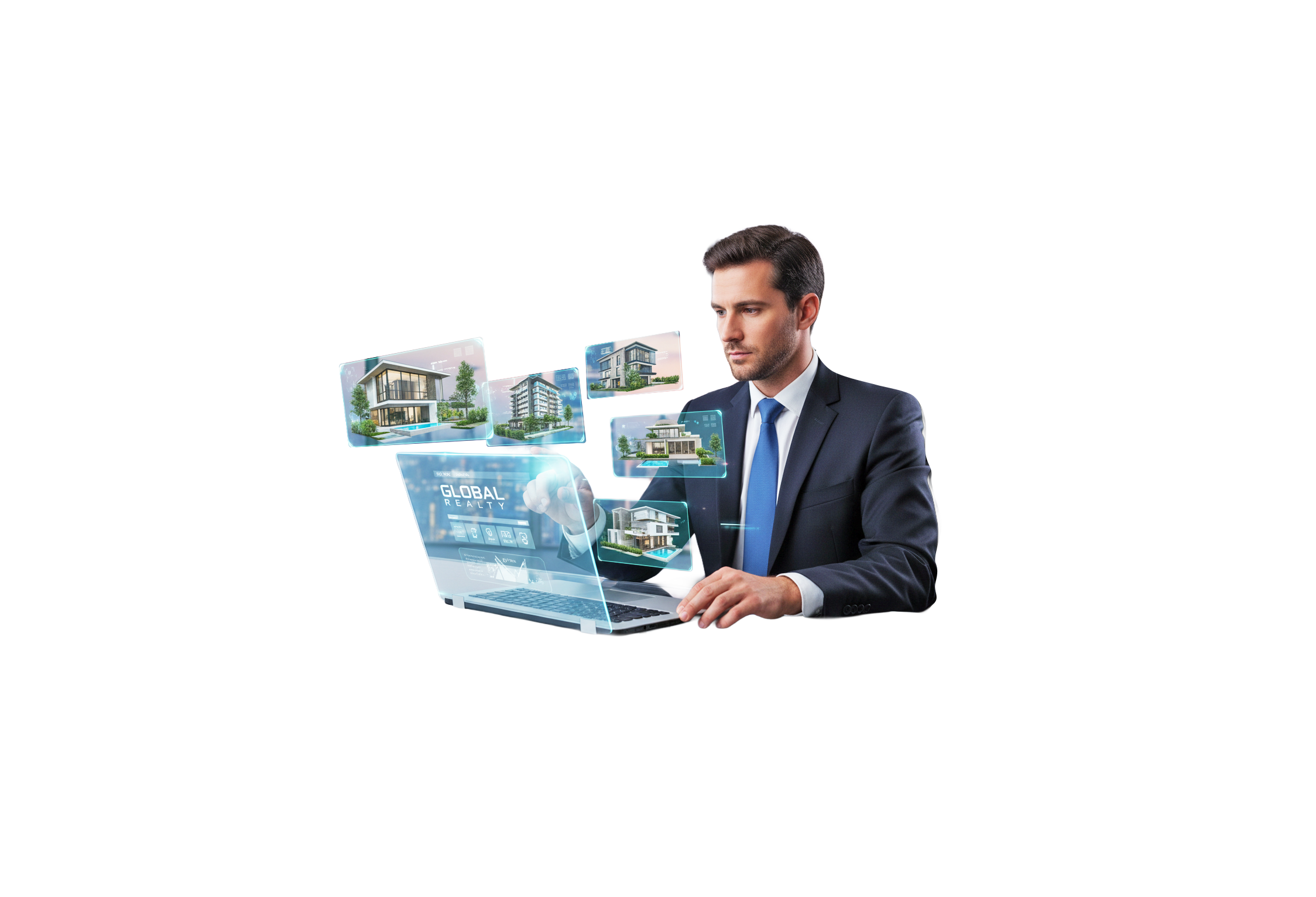 Corretor navegando em imóveis pelo site nidotec